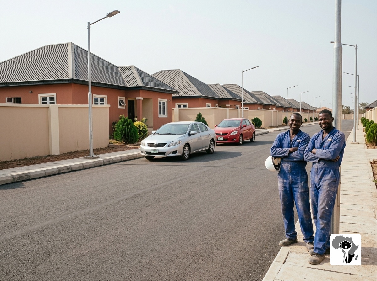Completed residential development with tarred roads and finished perimeter walls in Abuja